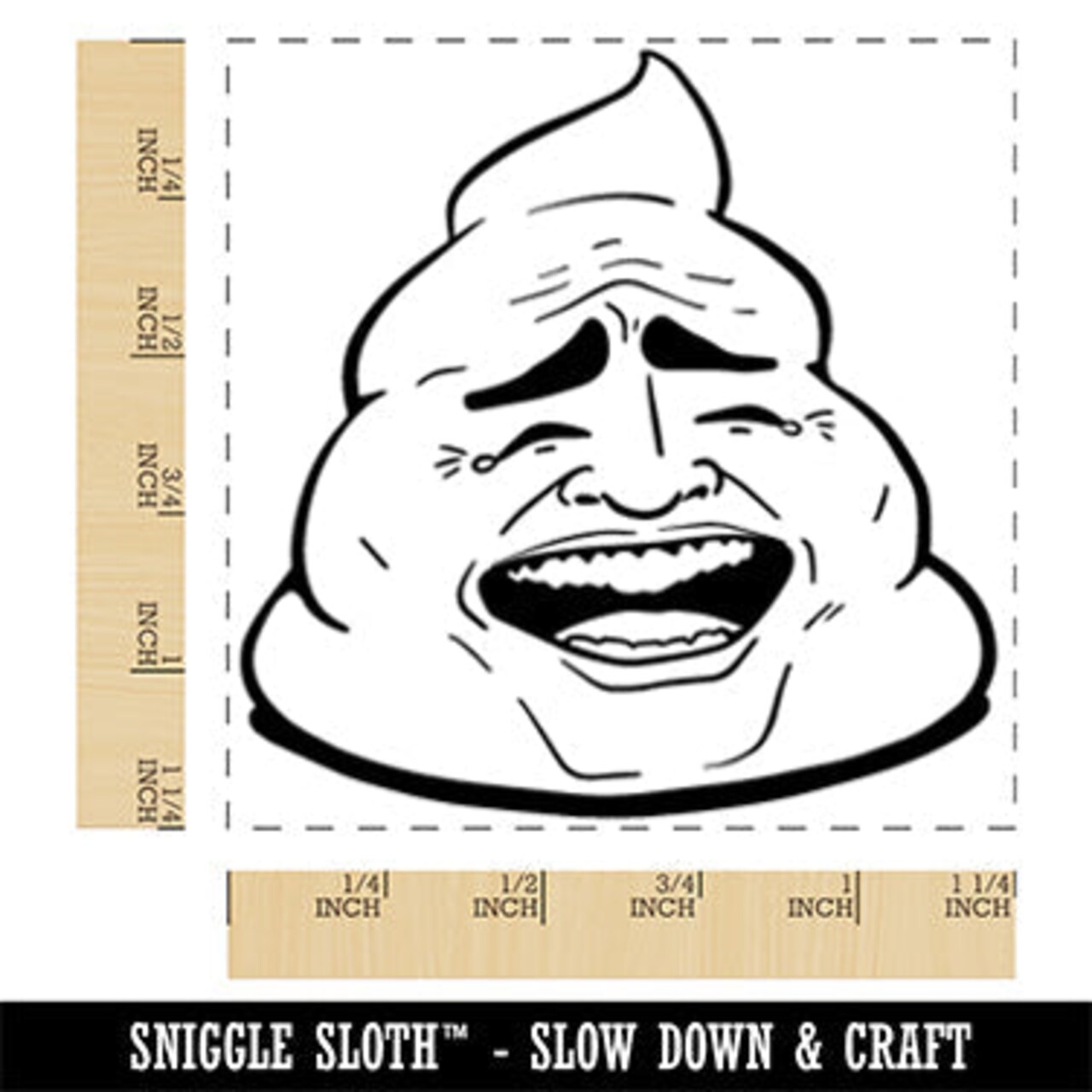 Poop Troll Face Funny Square Rubber Stamp for Stamping Crafting